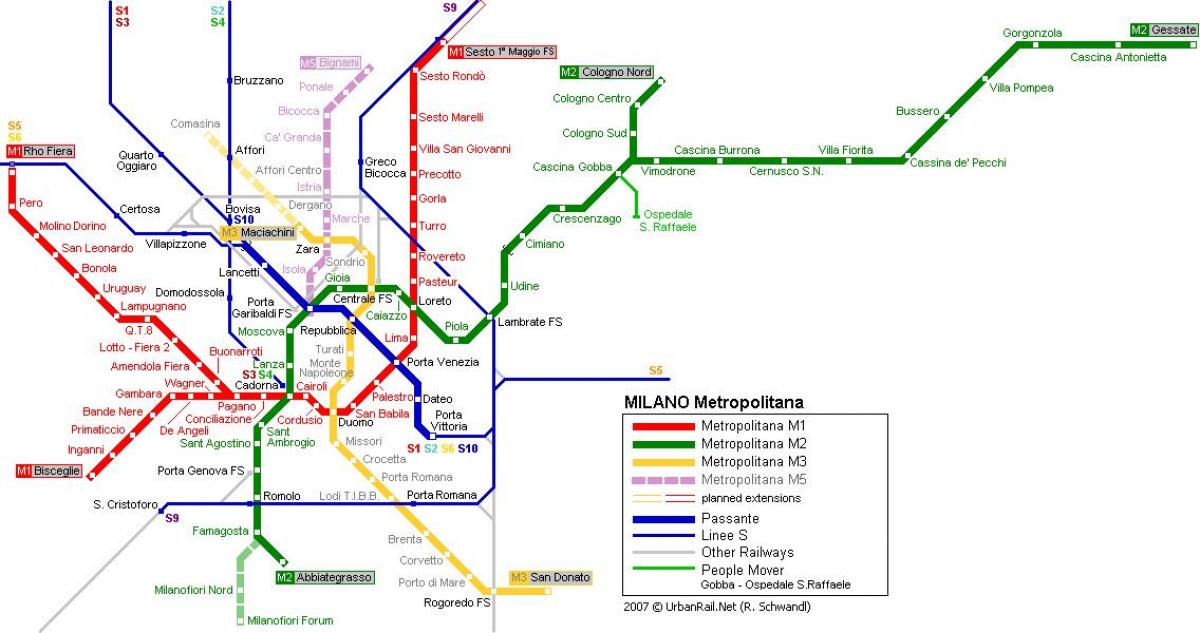 milaan metro kaart 2016