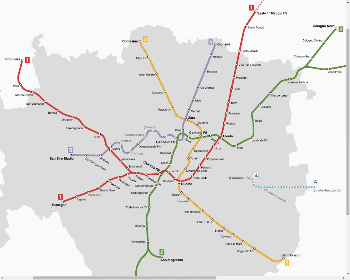 kaart van het atm-milano tram