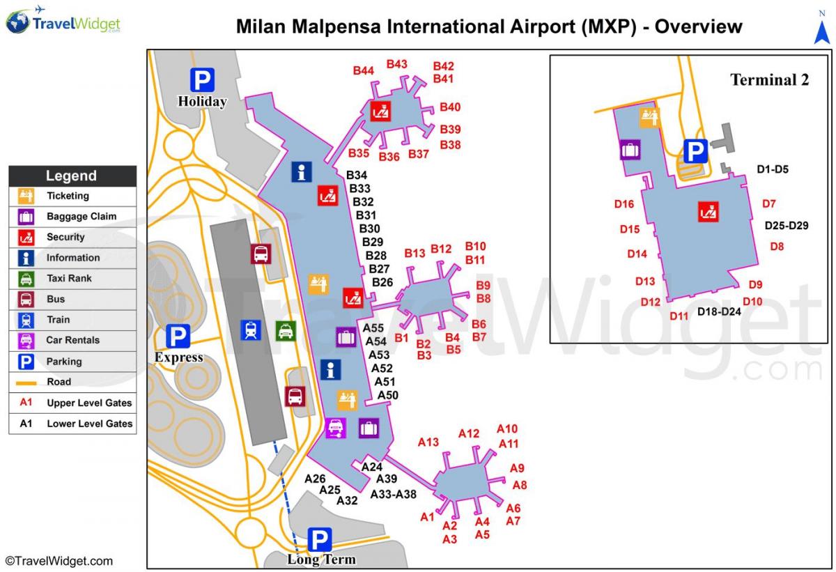 kaart van milaan, op luchthavens en treinstations