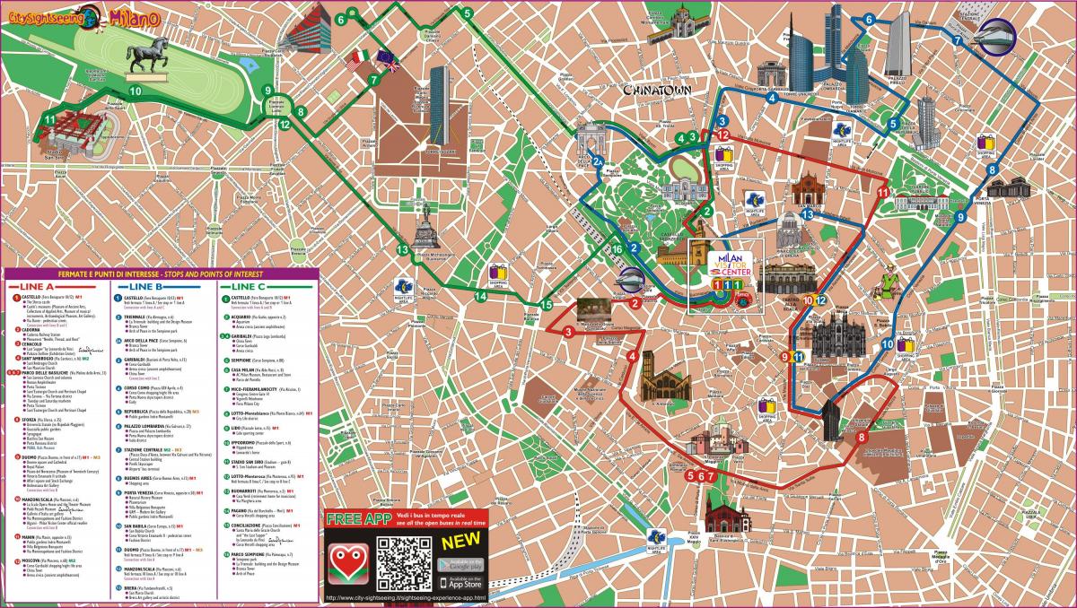 kaart van milaan bus route