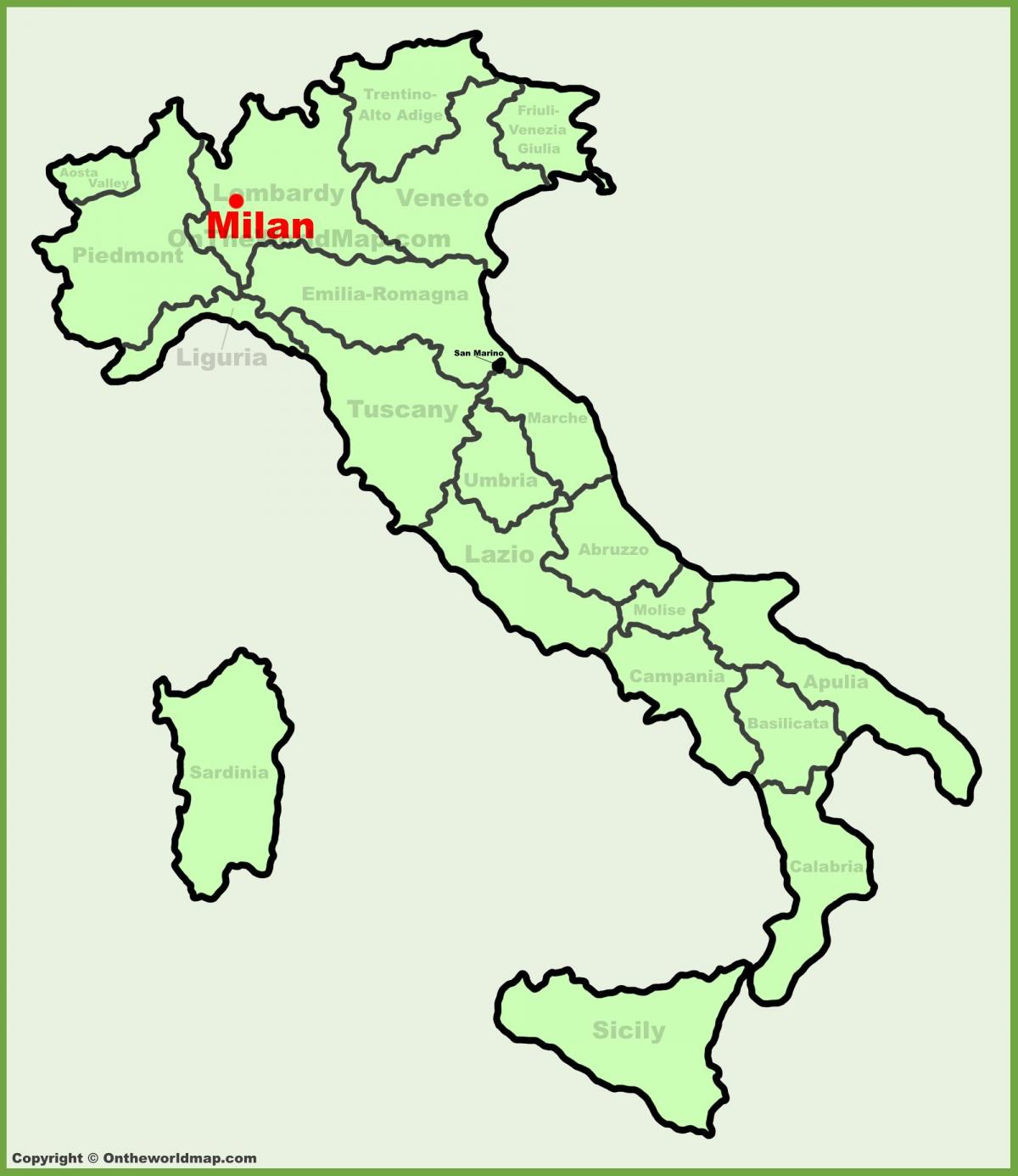 kaart van italië zien milaan