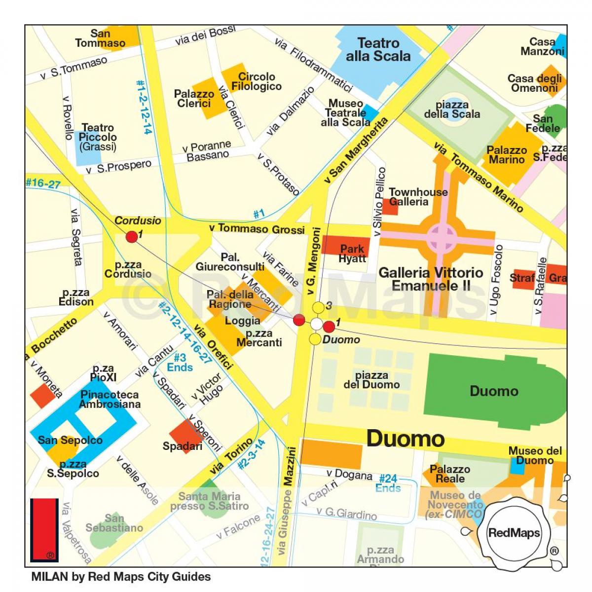 kaart van milaan winkelstraat