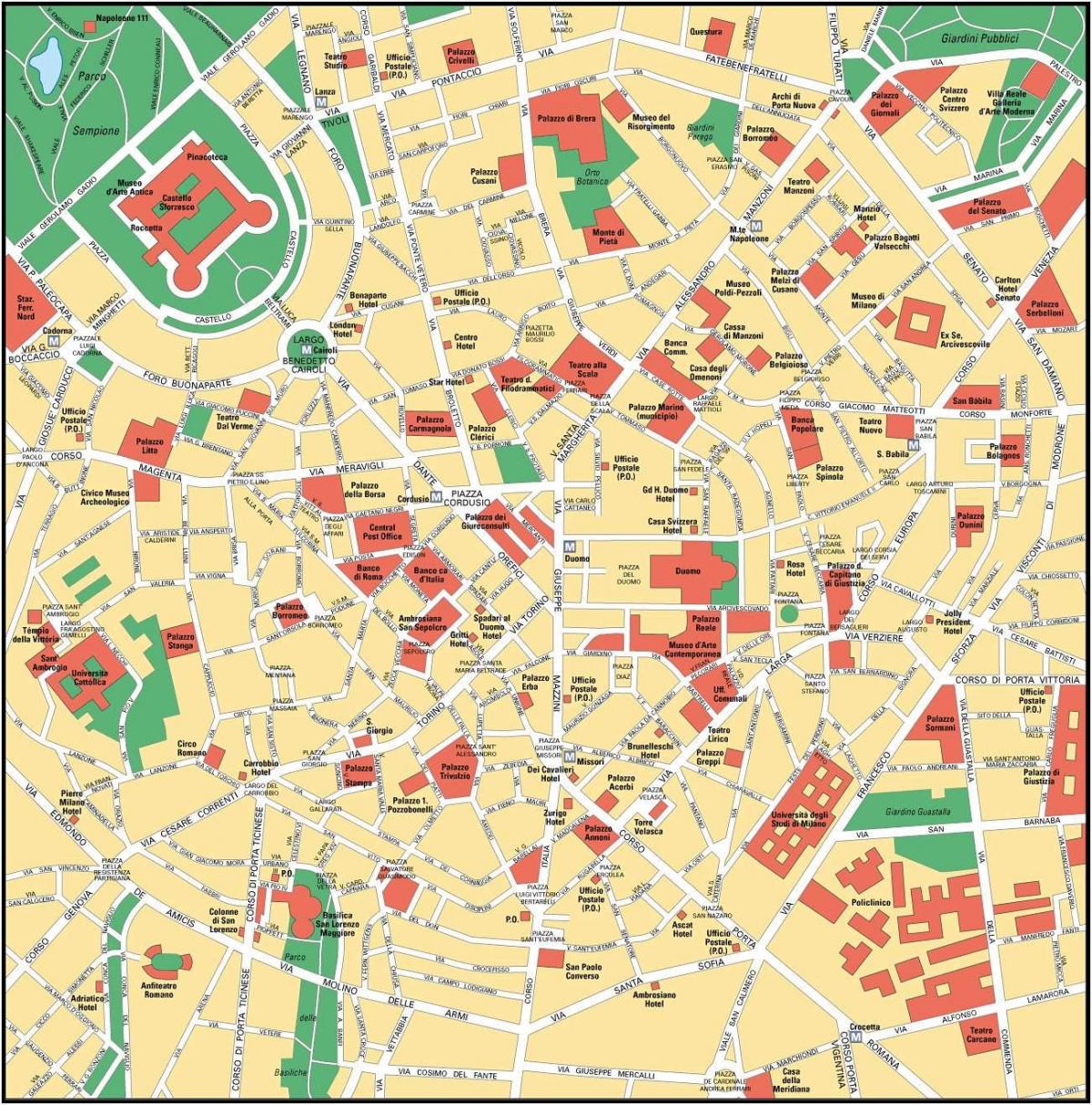 milaan city center kaart