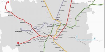 Kaart van het atm-milano tram