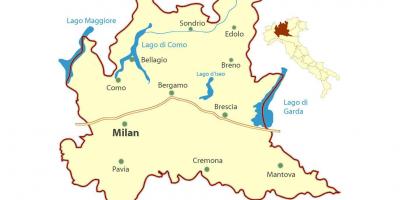 Kaart van milaan en lombardije