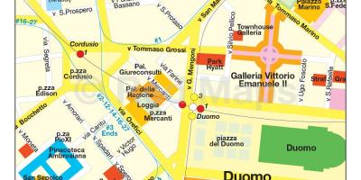 Milaan shopping district kaart