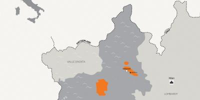Kaart van milaan en de omliggende steden